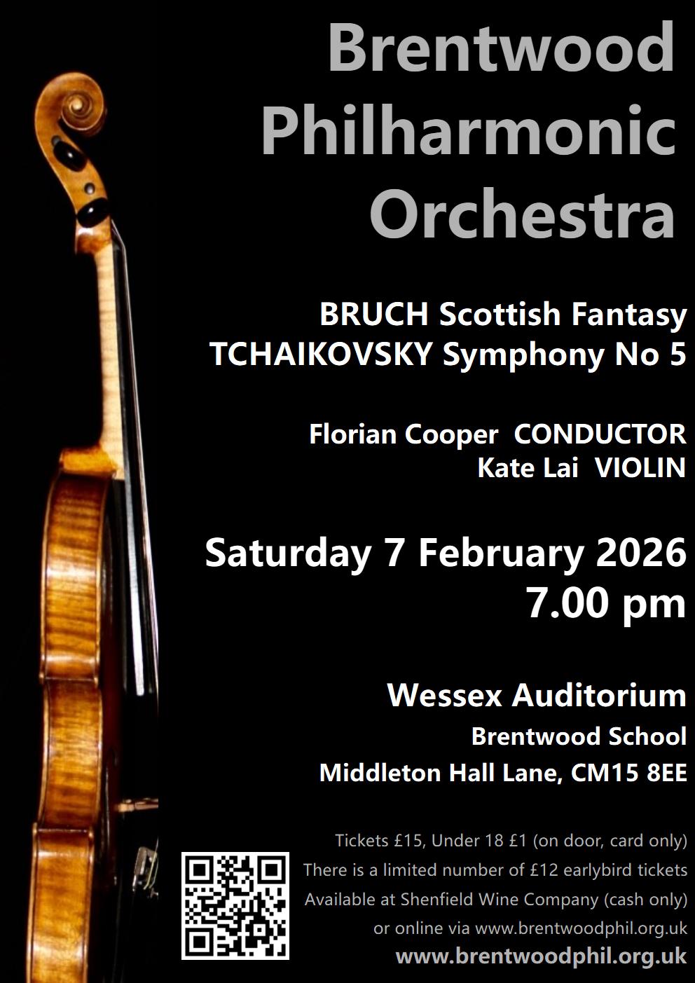 Brentwood Philharmonic Orchestra February 2026 Concert (Doors open at 18:30)
